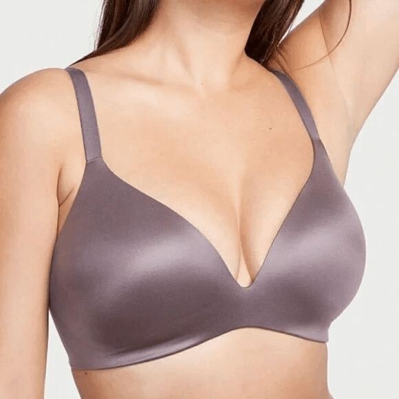 Victorias Secret Gray Wireless Infinity Flex Plunge Lined Semi Demi Bra 38DD - Picture 8 of 8